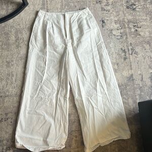 Wide leg white trouser pants